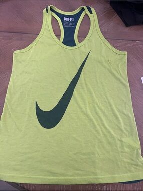 Nike Lime Green Racerback Tank with Dark Green Swoosh size large